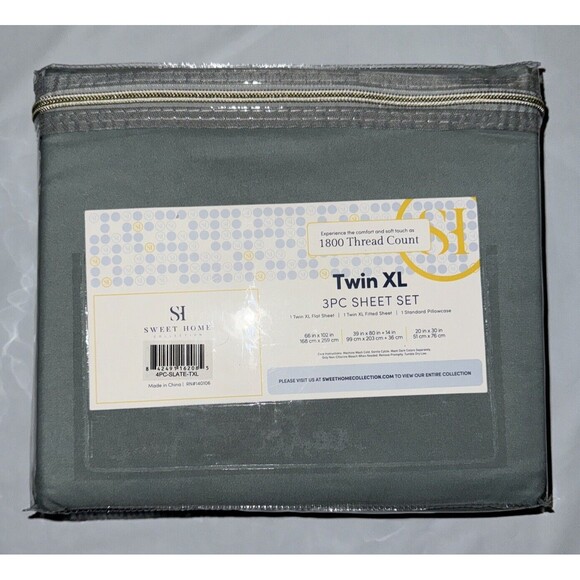 Sweet Home 1800 Series 3 Pc Bed‎ Sheets Extra Soft Deep Pockets Slate Twin XL - Picture 4 of 4